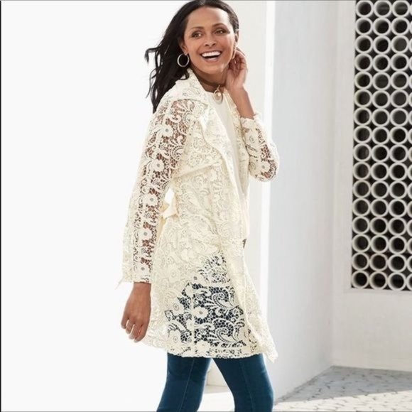 Chico's Jackets & Blazers - Chico's Limited Edition Lace Trench Coat Small